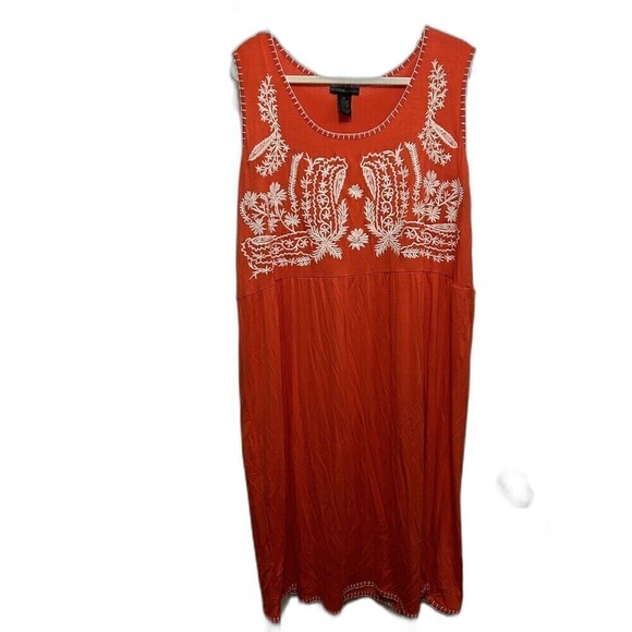 Design History Sleeveless Embroidered Dress Women’s Plus Size 2X Persimmon Tank - Picture 1 of 13